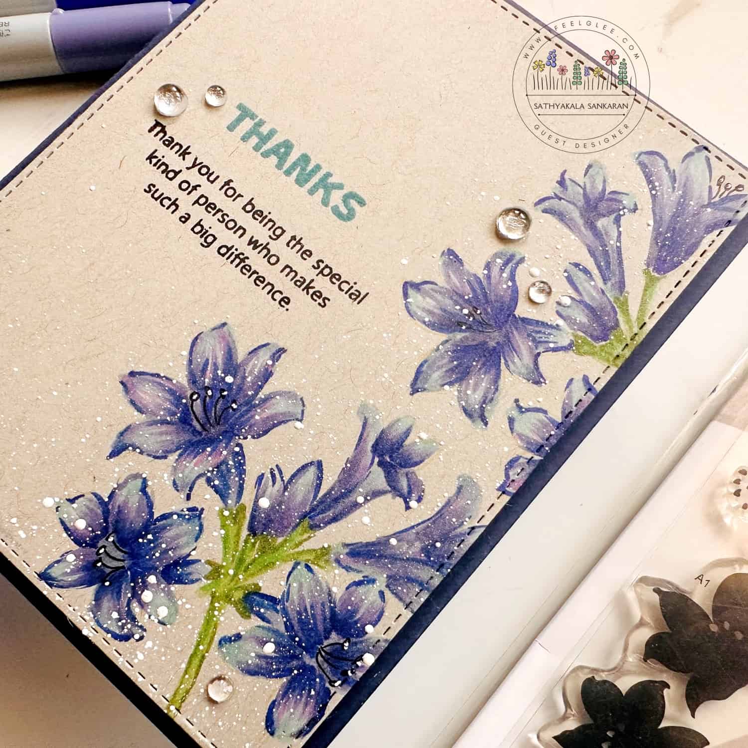 Bold Blooms: Alcohol Marker Coloring over Colored Cardstock
