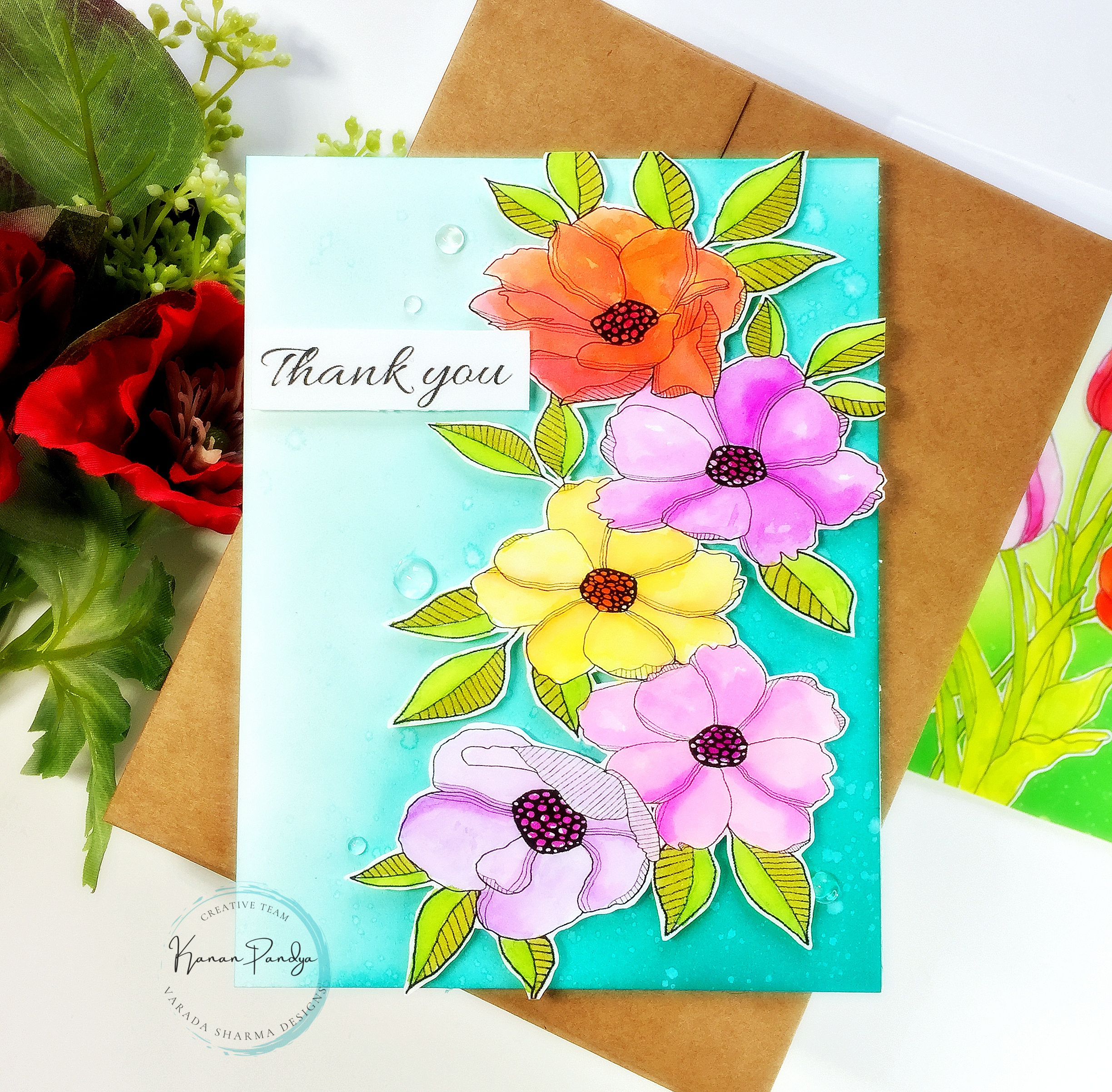 Cascading Floral Card – Varada Sharma Designs.