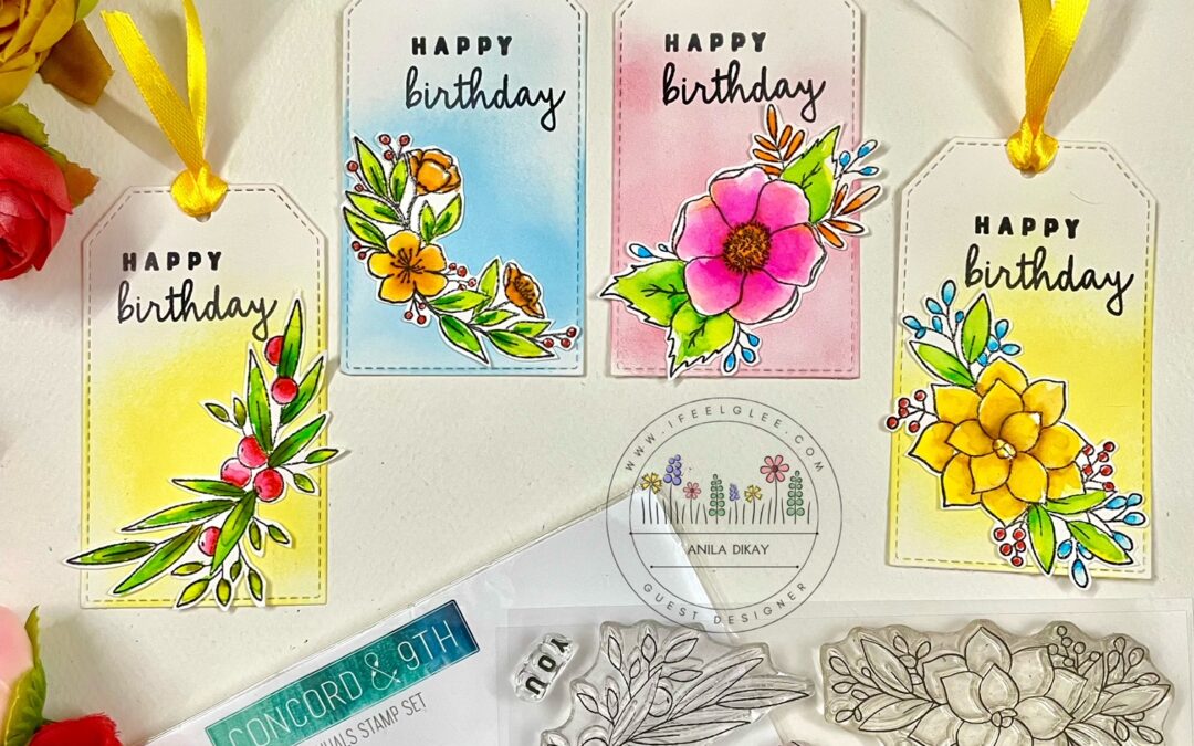 Beautiful and Colorful Gift Tags: Exemplary Stamping and Watercoloring Techniques